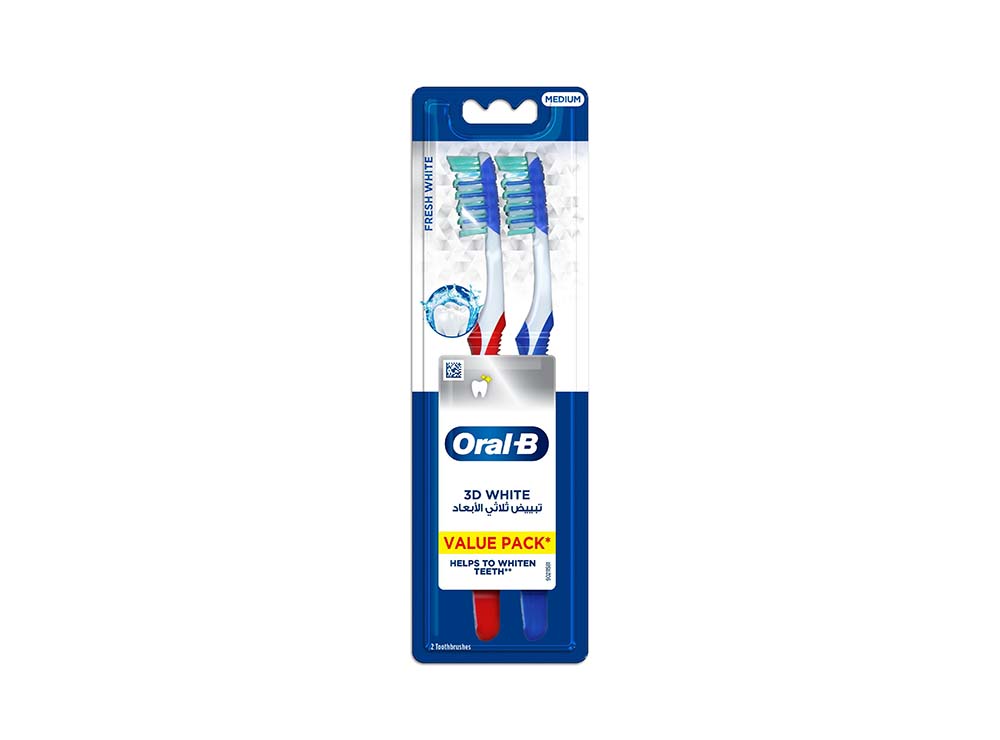 Oral B Toothbrush 3D Fresh White Medium Value Pack 2 pieces