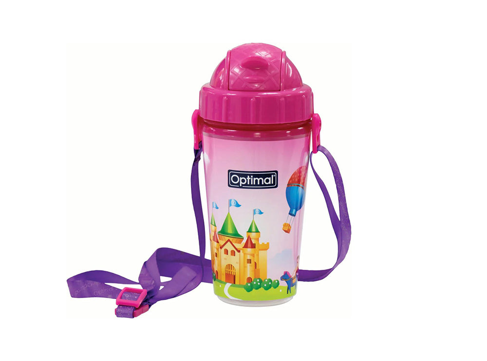 Optimal Silicone Insulated Straw Cup Pink/Purple 12M+ 350 ml