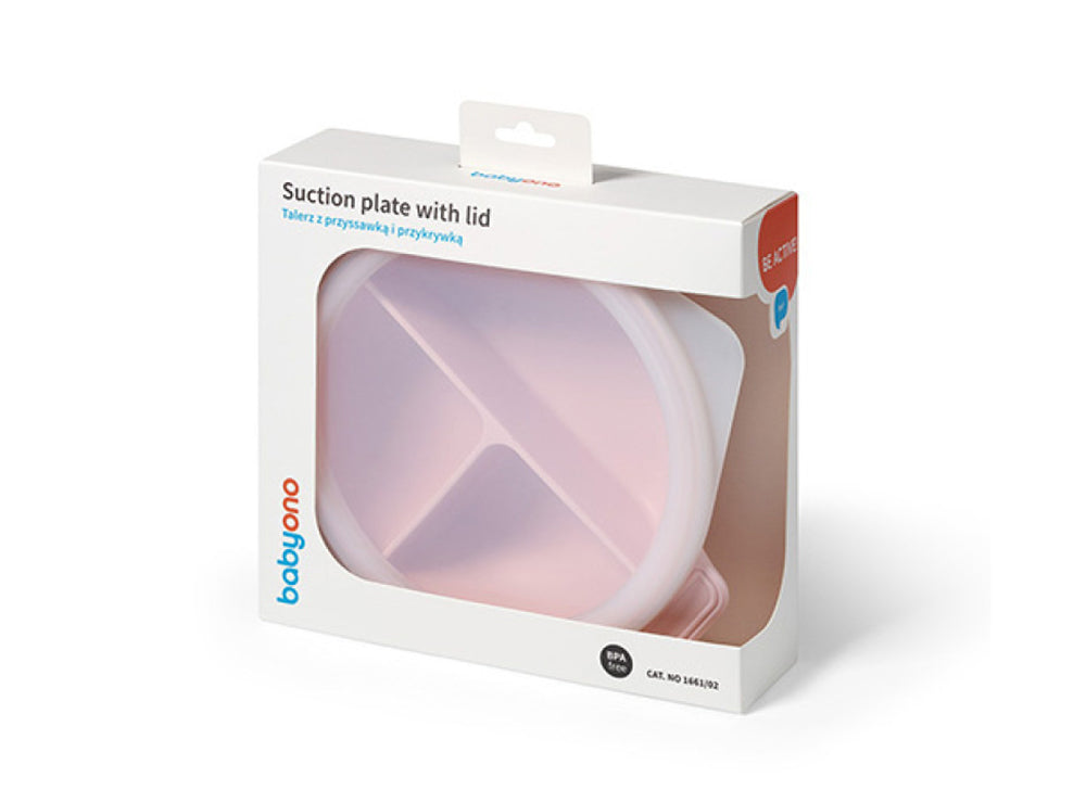 Baby Ono Silicone Suction Plate With Lid Pink 1661/02