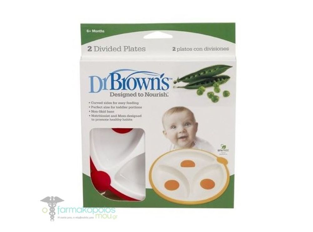 Dr Brown's 2 Divided Plates 6 Months+