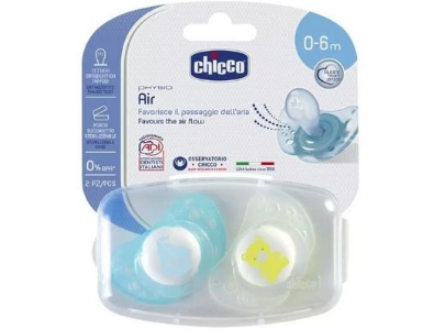 Chicco Physio Air Silicone Soother X2 0 to 6Mo Blue 2 pieces
