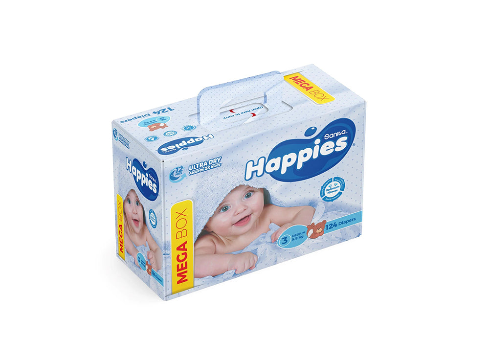 Happies 3 (5-9Kg) Diapers Mega Box 124 pieces
