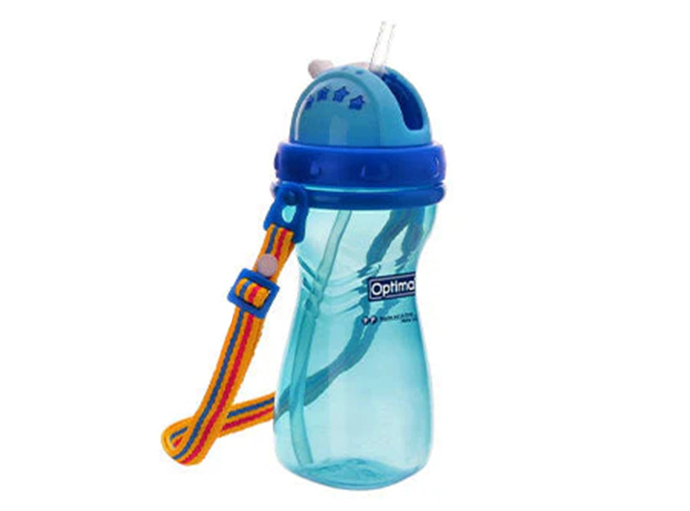 Optimal Wide Neck Silicone Straw Bottle Blue 12M+ 2014 400 ml