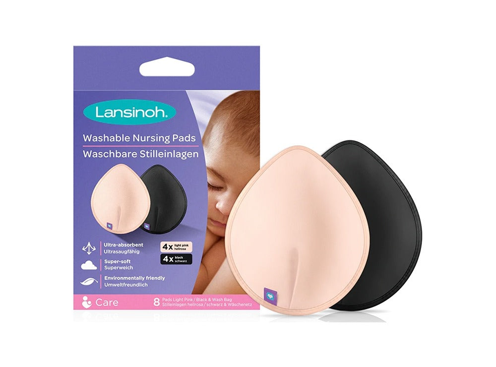 Lansinoh Washable Nursing Pads Light Pink & Black 8 pieces