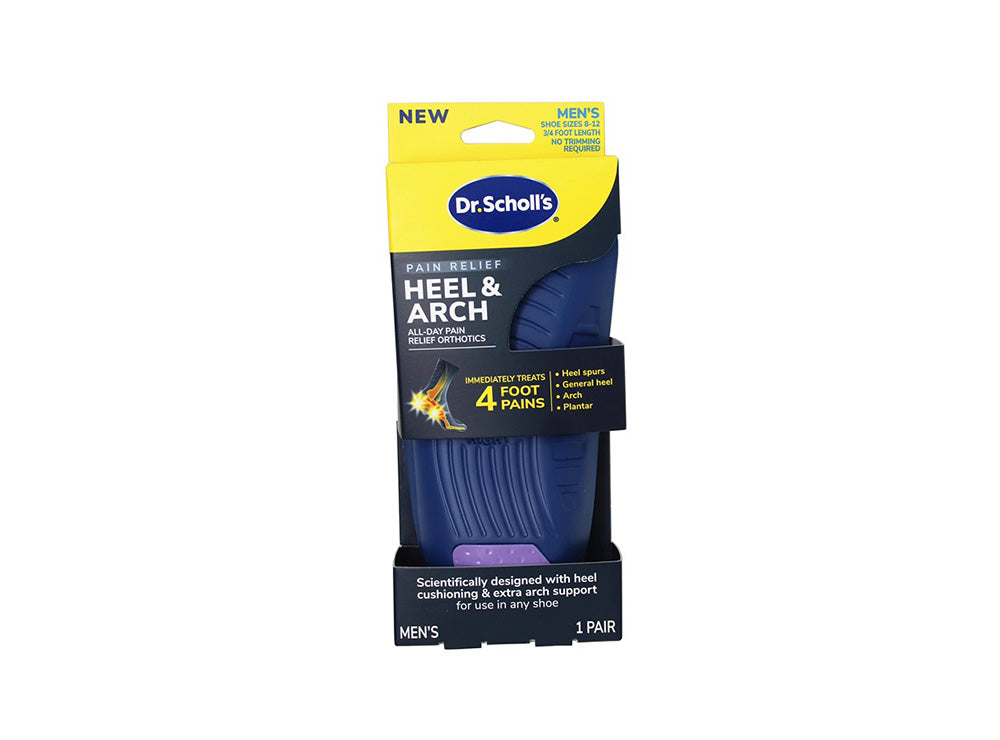 Dr Scholl's Heeal & Arch All Day Pain Relief Orthotics Men Size 8 To 12 1 pair