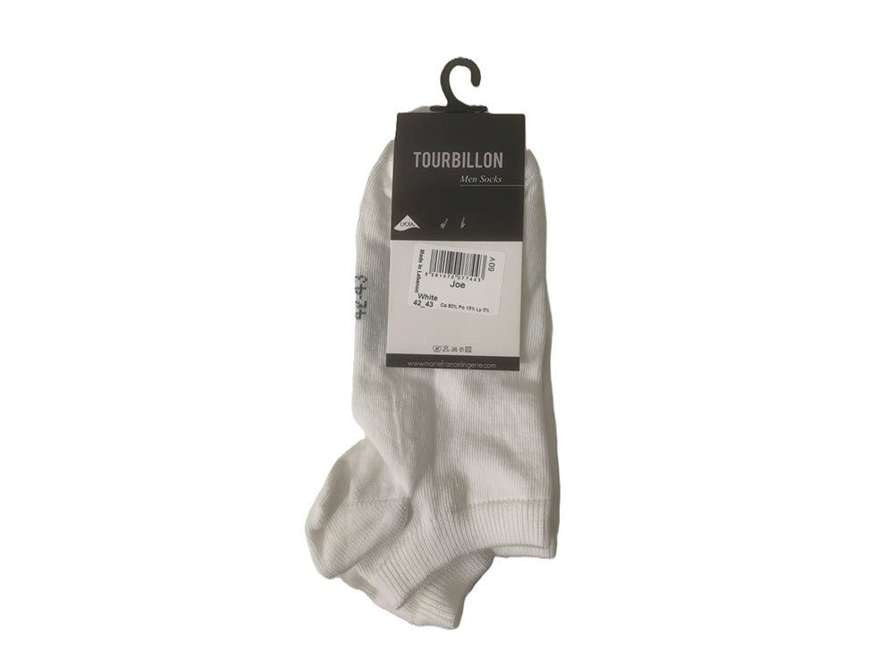 Tourbillon Joe Men Socks Cotton Lycra White Size 42 To 43