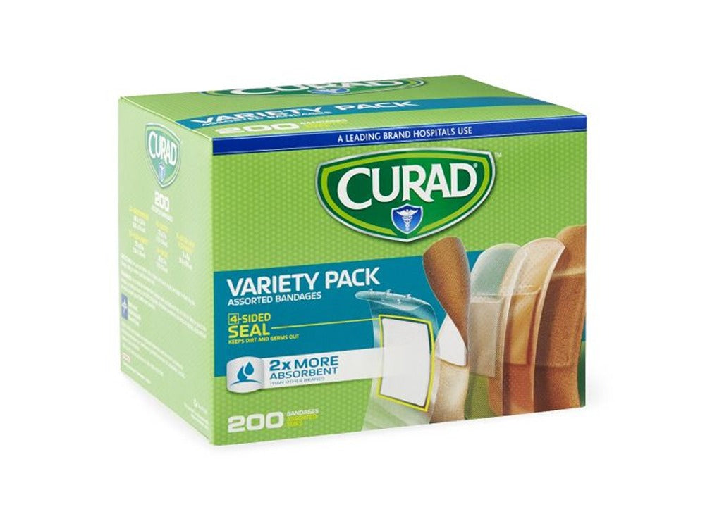 Curad Plaster Variety Pack Assorted 200 pieces