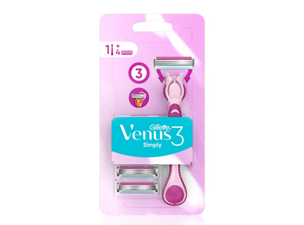 Gillette Venus Simply Machine + 4 Razors 3 pieces