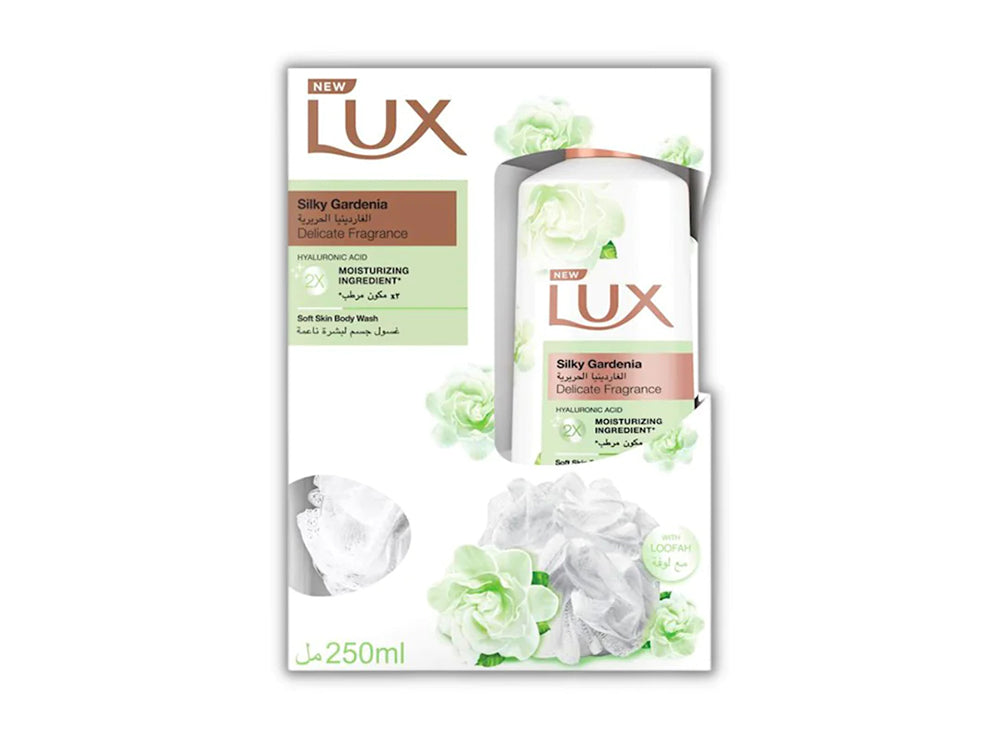 Lux Body Wash Silky Gardenia With Loofah 250 ml