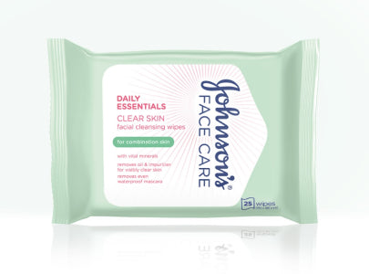 Johnson Face Care Wipes Combination Skin Green 25 wipes