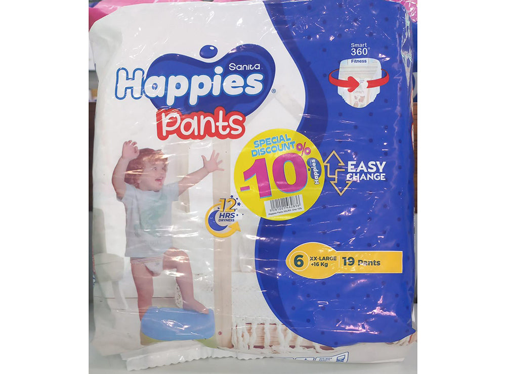 Happies Pants XX Lrg (+16Kg) N6 19 Diapers 19 pieces