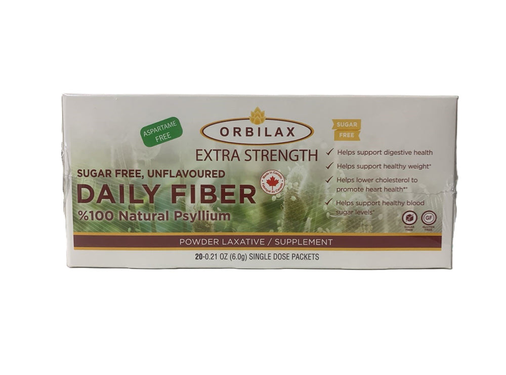 Orbilax Daily Fiber Unflavored Sugar Free Extra Strength 20 pieces