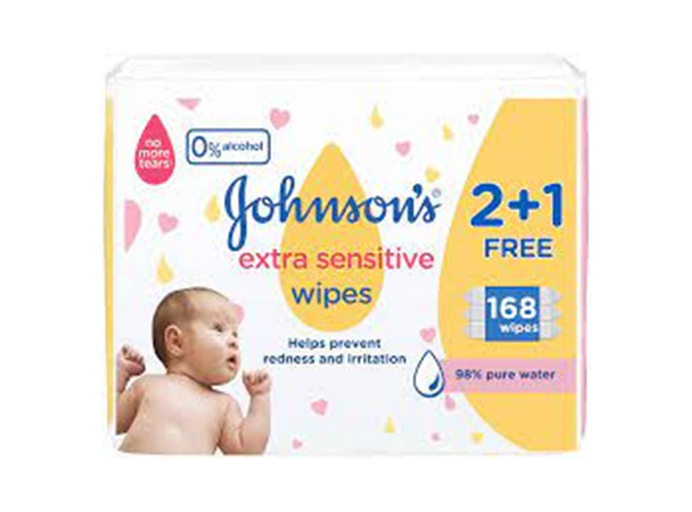 Johnson Baby Wipes Extra Sensitive (Water Wipes) 2+1 168 pieces