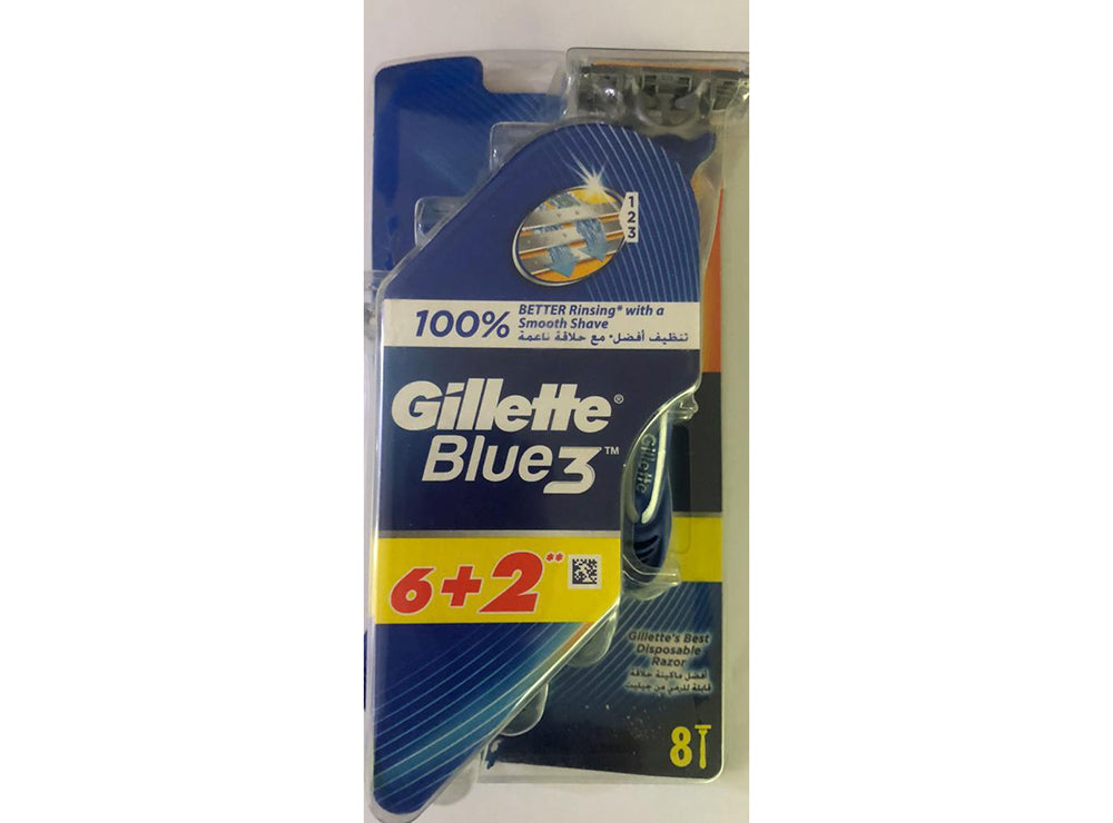 Gillette Blue 3 Razors 6+2 8 pieces