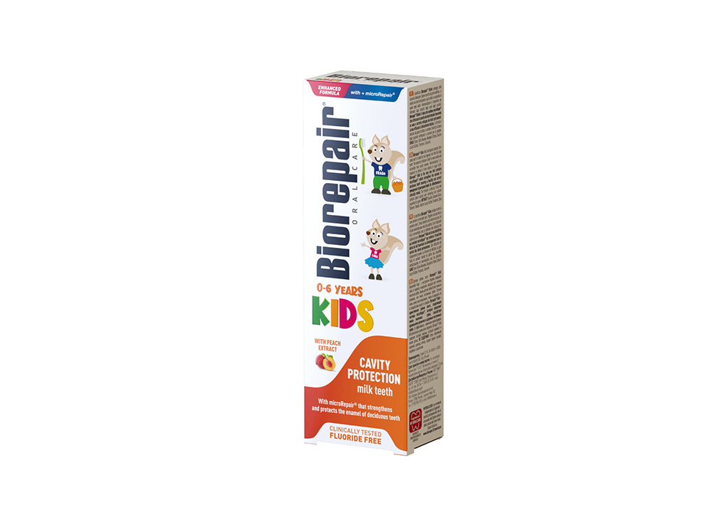 Biorepair Kids Toothpaste Peach Fluoride Free 0 To 6 Years 50 ml