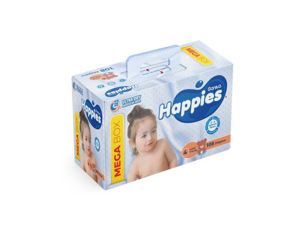 Happies 4 (7-14Kg) Mega Box 108 pieces