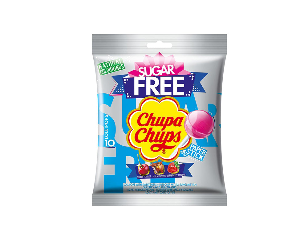 Chupa Chups Sucette Sugar Free Bag Assorted FlavorsmLollipops 10 pieces