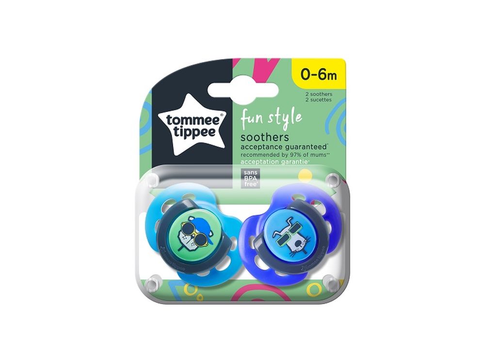 Tommee Tippee Fun Style Ortho Soothers 0 to 6 Months 2 pieces