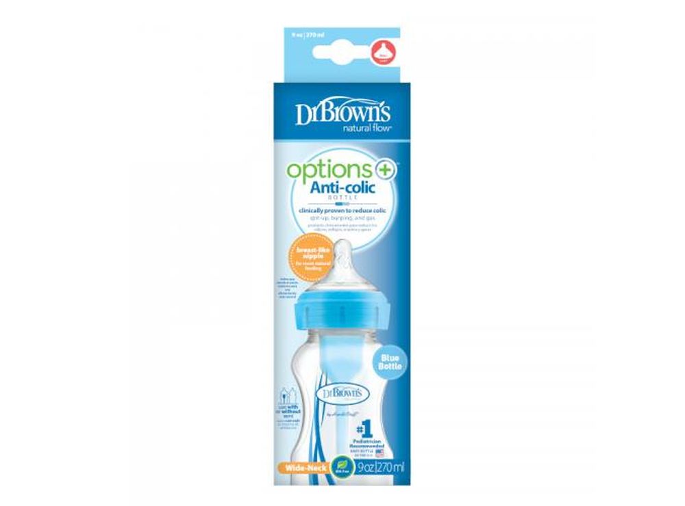 Dr Brown's Options & Anti Colic Bottle 0 Months+ Blue