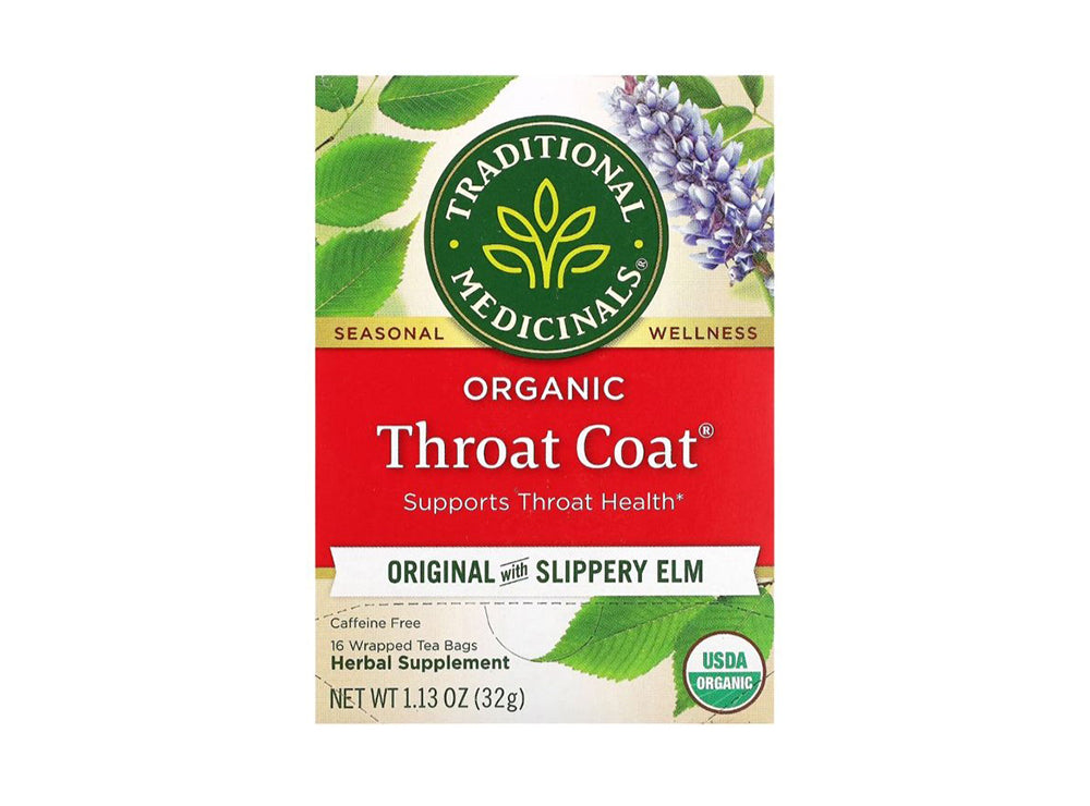 Organic Throat Coat Original With Slippery Elm Caffeine Free Tm Tea Bags 16 bags