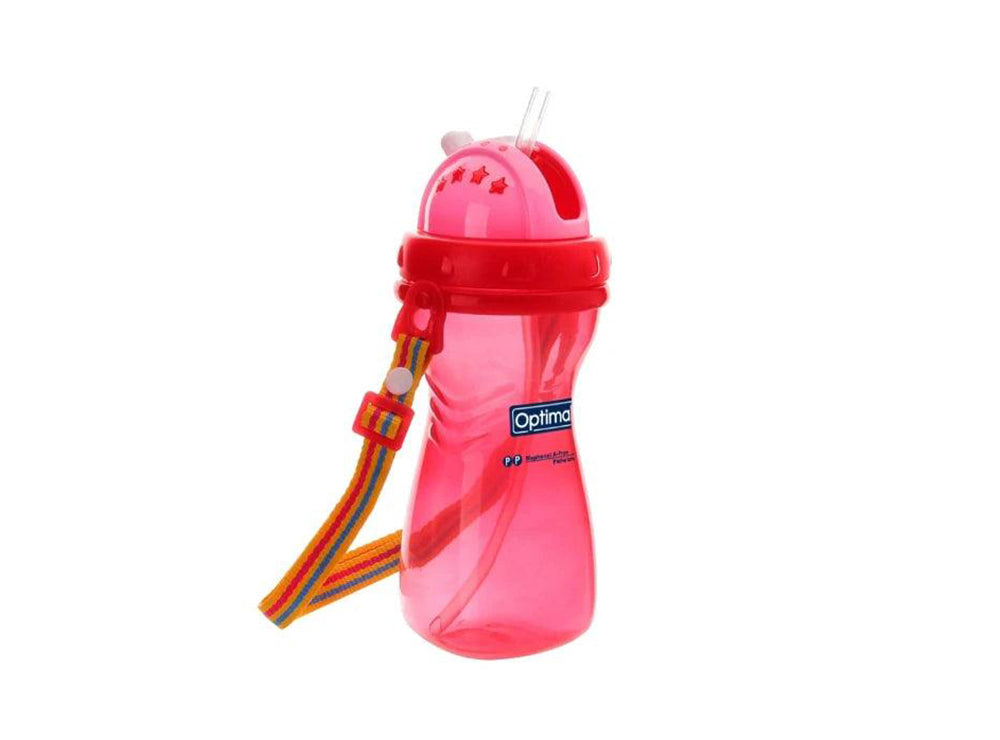 Optimal Wide Neck Silicone Straw Bottle Pink 12M+ 2014 400 ml