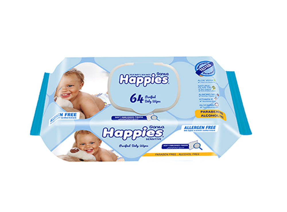 Happies Wipes Bleu Aloe Vera 64 pieces
