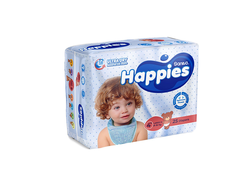Happies Diapers 4+ (8-16Kg) 25 diapers