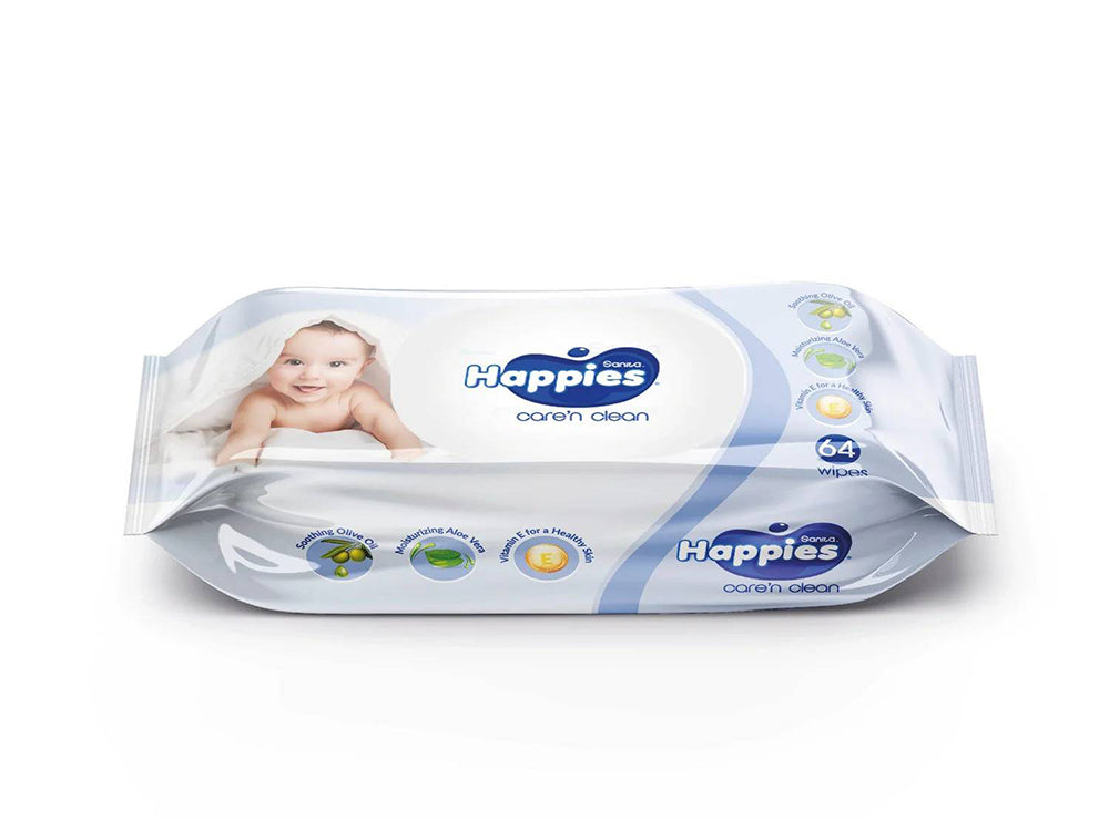 Happies Wipes Bleu Aloe Vera 64 pieces