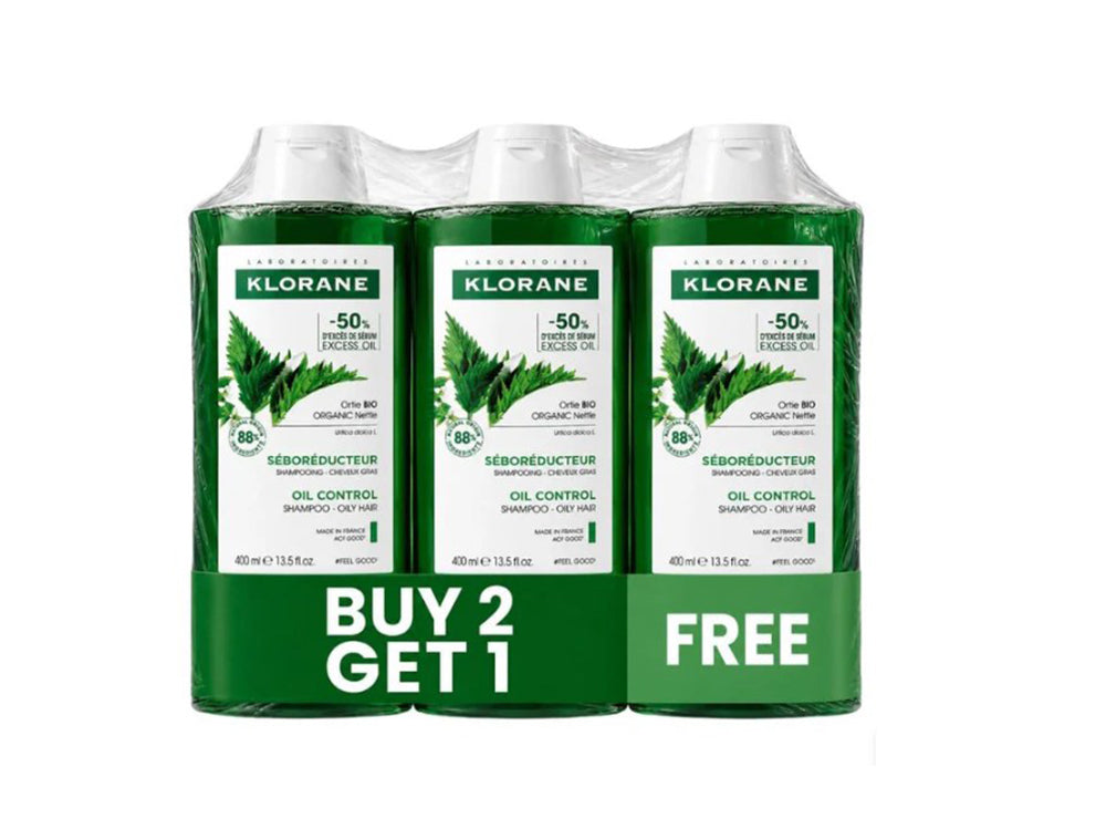 Klorane Shampoo Seboreducteur Ortie Buy 2 Get 1 Free 400 ml