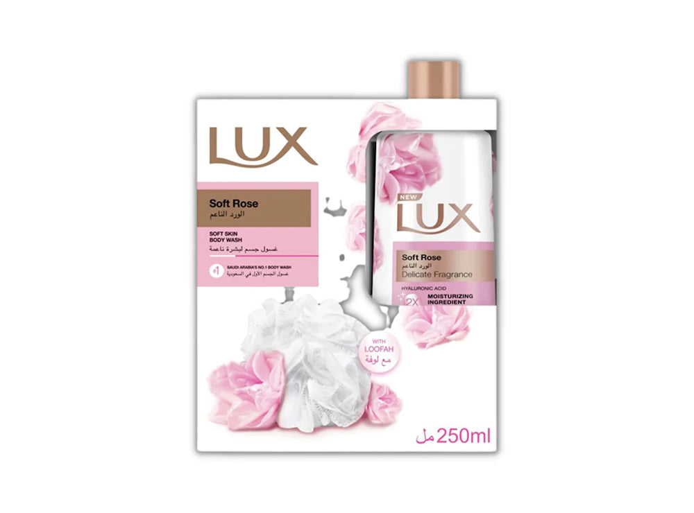 Lux Body Wash Soft Rose With Loofah 250 ml