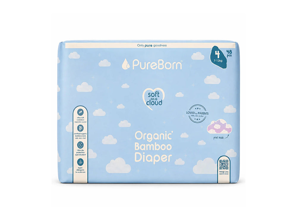 Pureborn Organic Diapers Size 4, 7 To 12 Kg 24 pieces