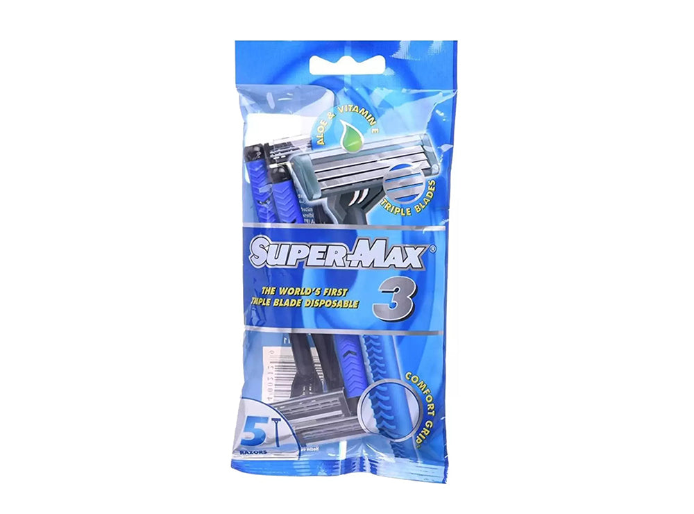 Super Max Men Triple Blade 3 Disposable Razors 5 pieces