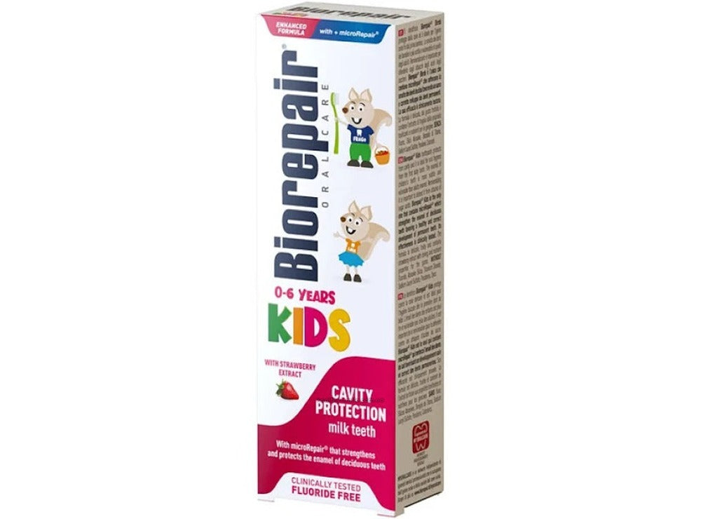 Biorepair Kids Toothpaste Strawberry Fluoride Free 0 To 6 Years 50 ml