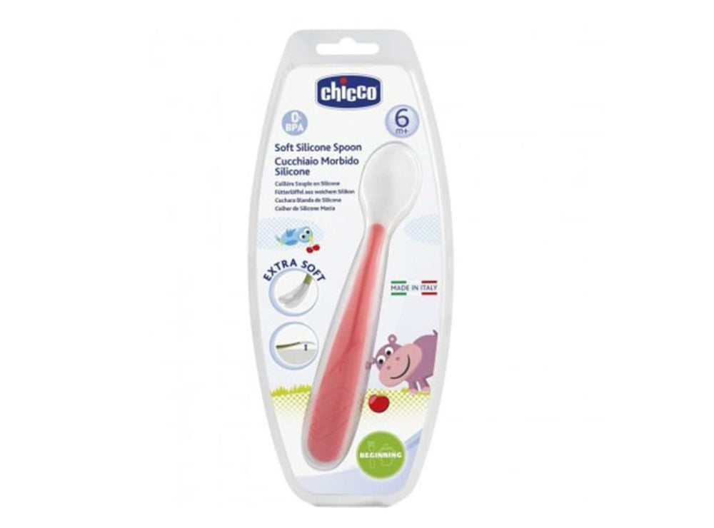 Chicco Soft Silicone Spoon 6+ Pink 1 piece