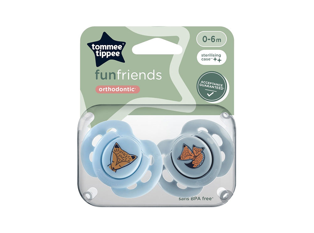 Tommee Tippee Soother Fun Friends Fox Boy 0-6M 2 pieces