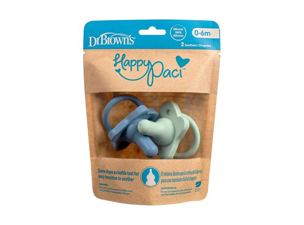 Dr Brown's Happy Paci Soother 0-6M Blue & Green 2 pieces