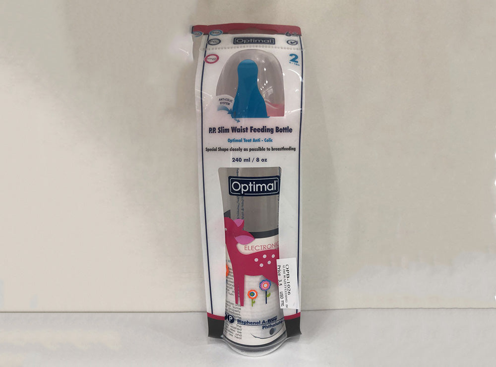 Optimal Baby Bottle Slim Waist (6-18) Pink 240 ml