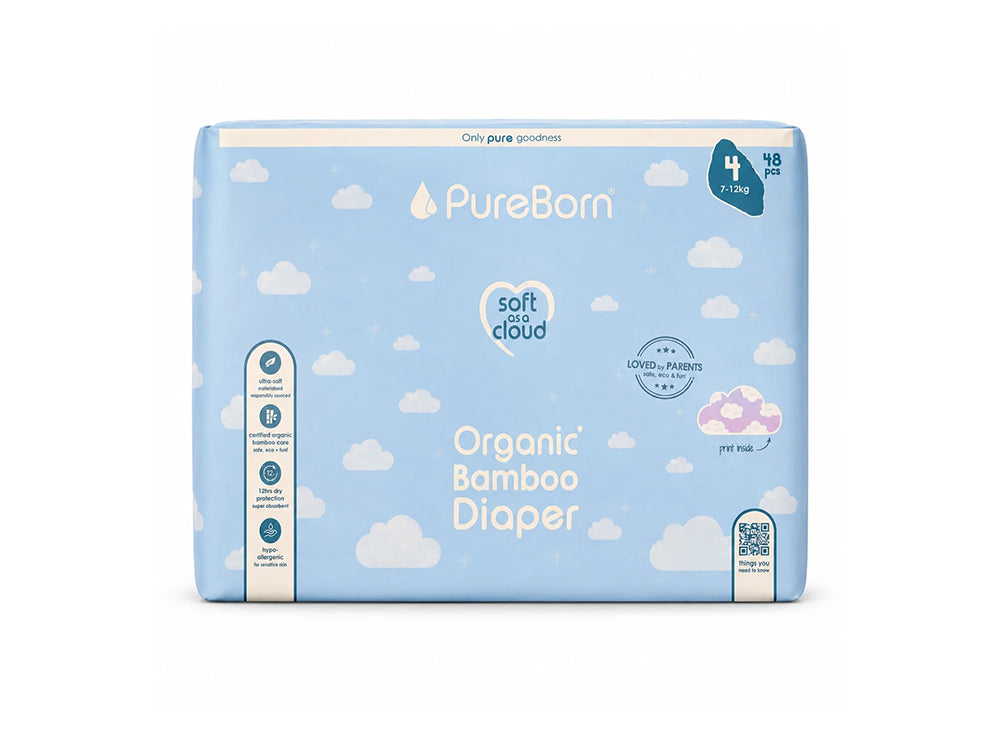 Pureborn Organic Diapers Size 4, 7 To 12 Kg 48 pieces