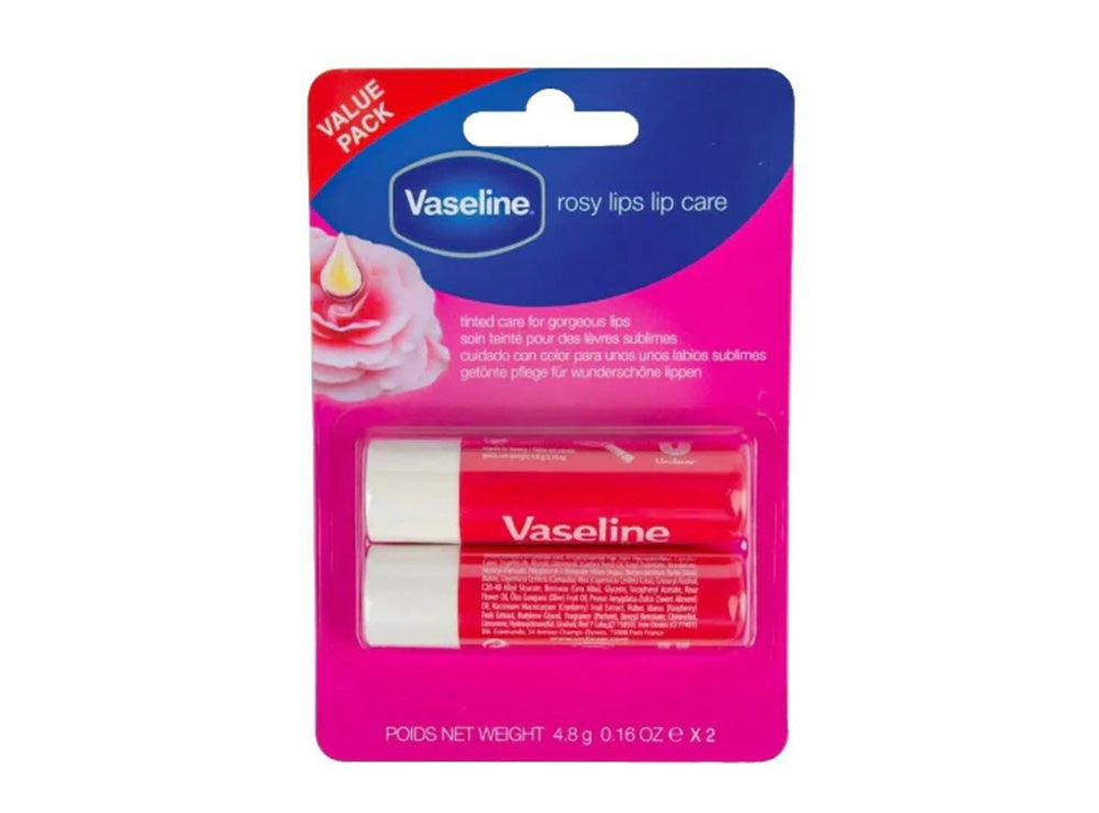 Vaseline Lip Care Tube Rosy Lips X2 Value Pack 4.8 g