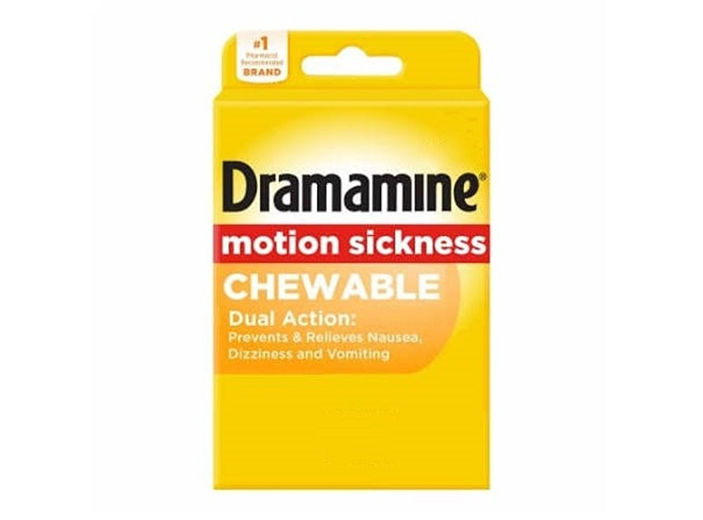 Dramamine Motion Sickness Dual Action Orange Chewable Tablets 50Mg 4 pieces