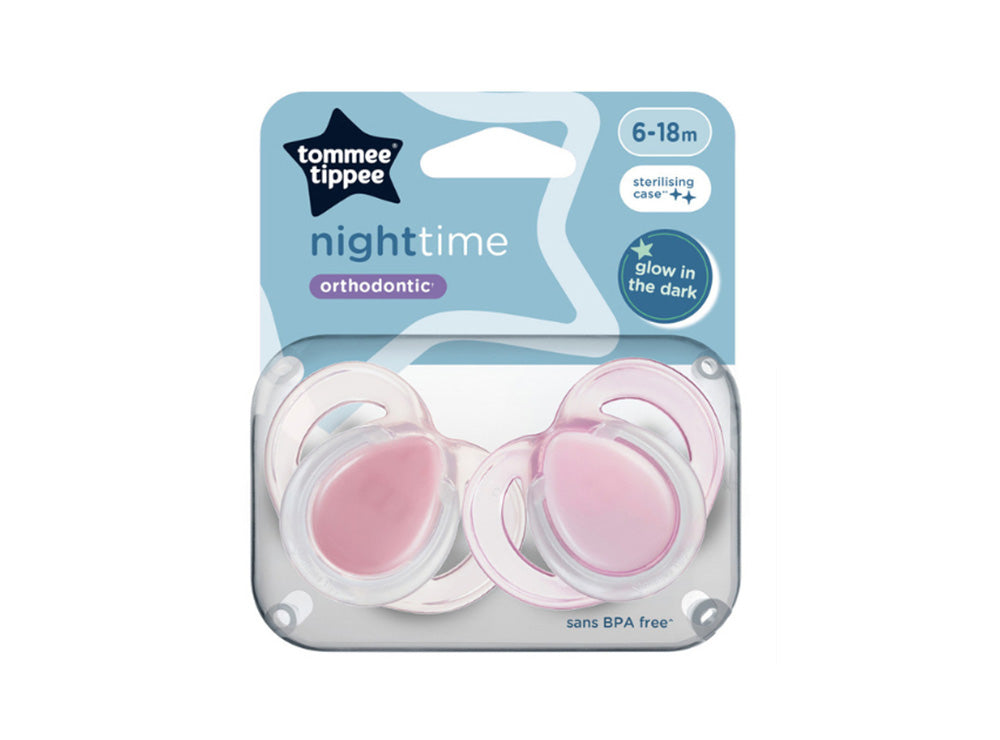 Tommee Tippee Soother Night Time Pink 6-18M 2 pieces