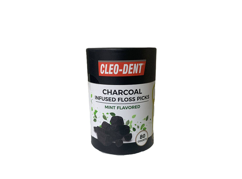 Cleo Dent Eco Friendly Charcoal Mint Floss Picks 80 pieces