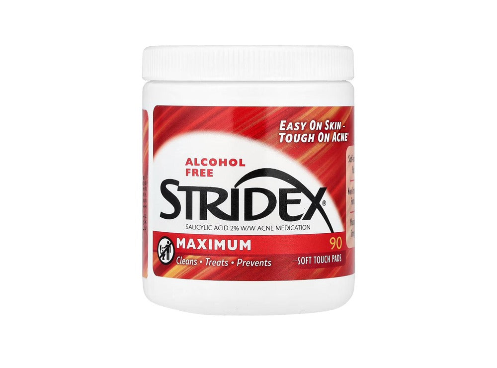 Stridex Maximum Acne Salicylic Acid Alcohol Free Soft Touch Pads 90 pads