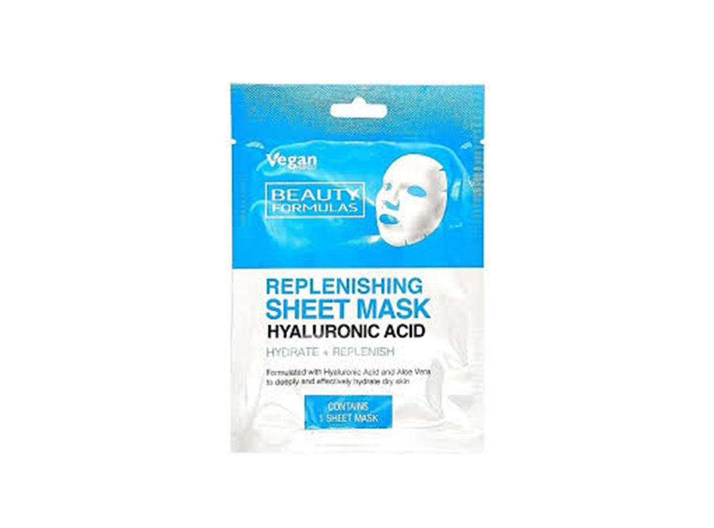 Beauty Formulas Facial Sheet Mask Replenish Hyaluronic Acid 1 piece