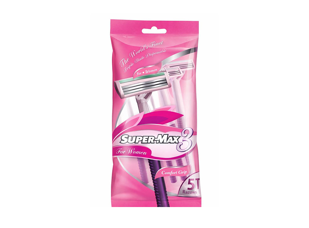 Super Max Ladies Triple Blade 3 Disposable Razors 5 pieces