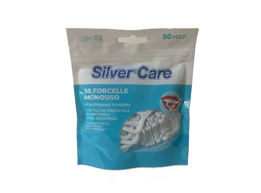 Dentonet/Silver Care Disposable Flossers With Tooth Pick End 50 pieces