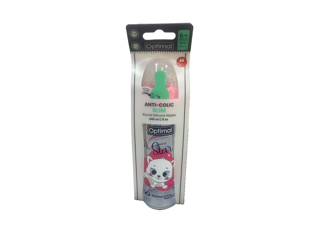 Optimal Baby Bottle Slim Waist (6-18) Pink 1026 240 240ml
