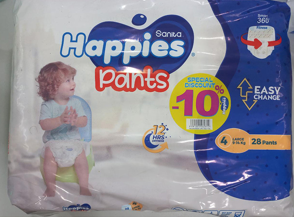 Happies Pants Lrg (9-14Kg) N4 28 Diapers 28 pieces