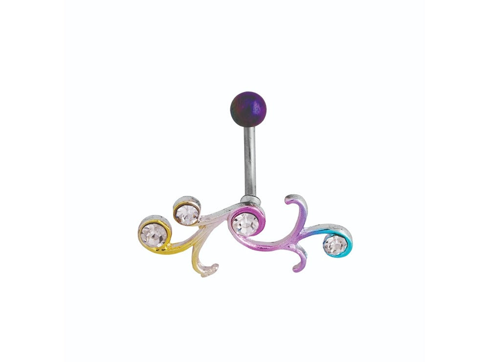 Medisept Belly Pierce Jewelry Stainless Steel Shape Tribal Rainbow Bc 79106