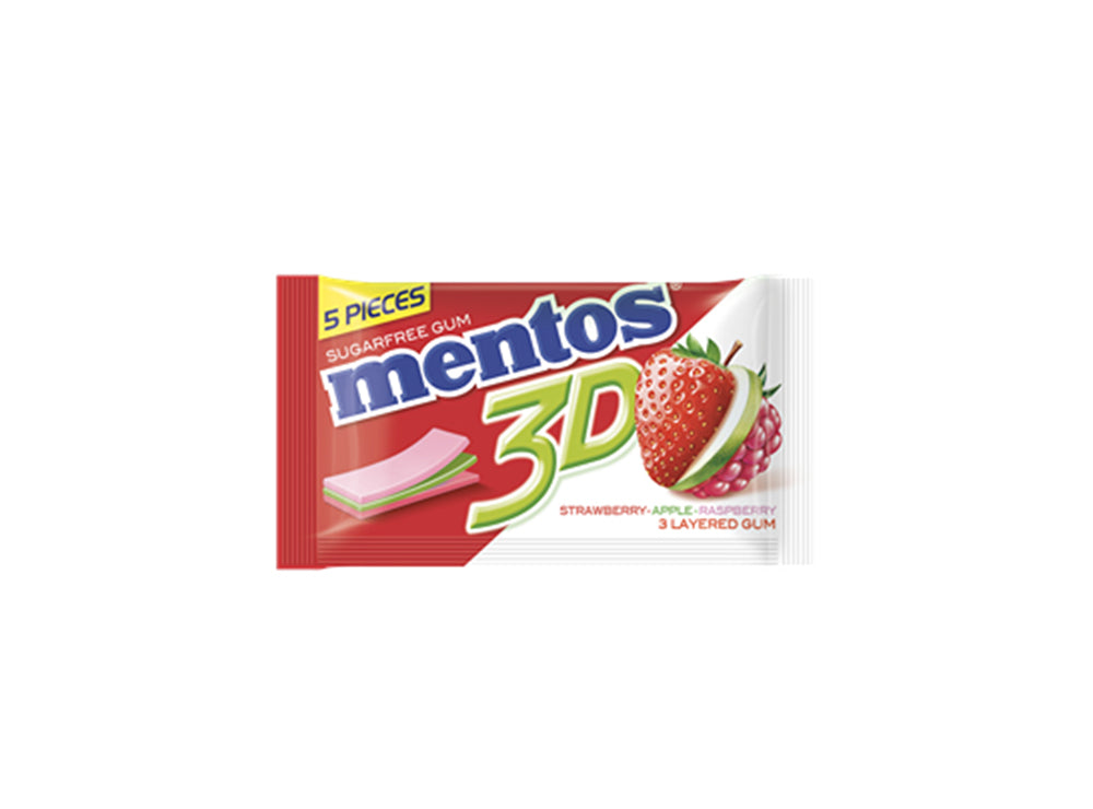 Mentos 3D Strawberry Apple Rasberry 5 pieces